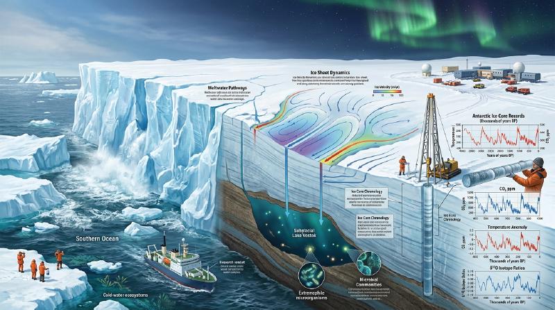 Featured image of post Glaciologie et écosystèmes extrêmes de l'Antarctique : rhéologie des calottes, lac sous-glaciaire Vostok et paléoclimatologie
