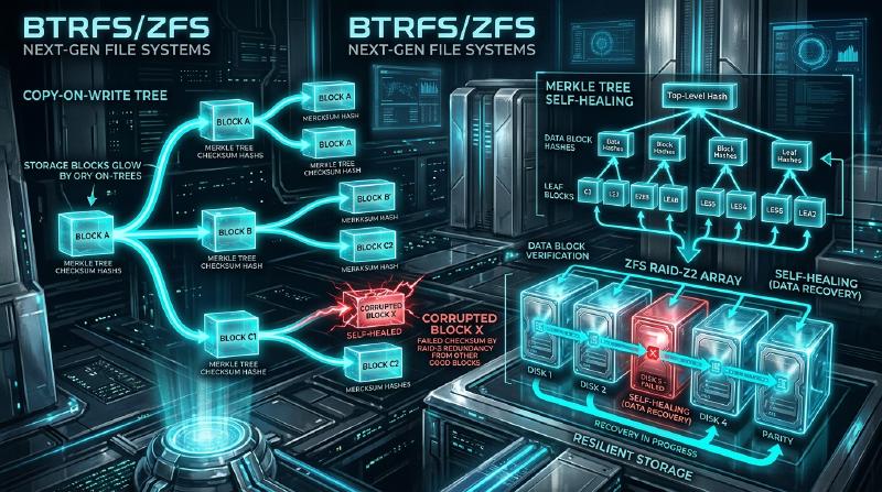 Featured image of post 차세대 파일시스템의 심연: Btrfs와 ZFS의 CoW 및 자가 복구 아키텍처