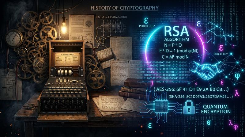 Featured image of post Die Geschichte der Kryptographie: Von der Enigma-Schlacht bis zur Entstehung der Public-Key-Kryptographie (RSA)