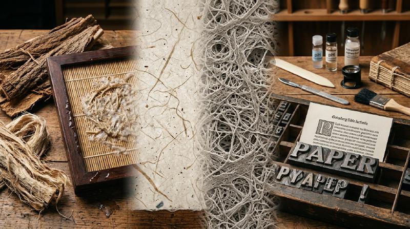 Featured image of post Wie Papier die Zivilisation veränderte: Von der Faserwissenschaft zu Papierherstellung, Druck und Konservierung—Wasserstoffbrückenbindungen der Zellulose, von Cai Lun bis Gutenberg und die Krise des sauren Papiers
