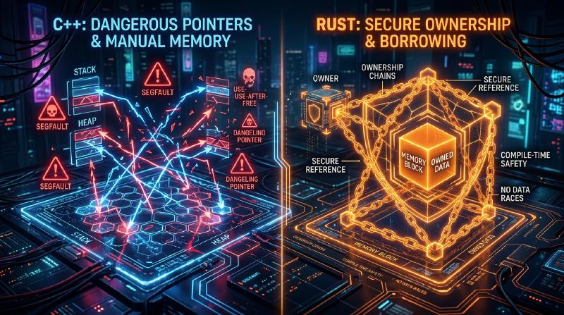 Featured image of post Erklärung von 'Ownership' und 'Borrowing' in Rust im Vergleich zu C++ Zeigern