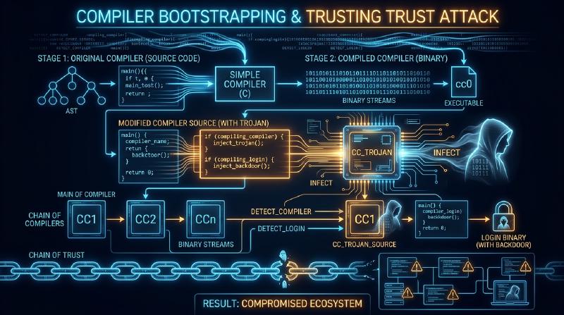 Featured image of post Can You Trust Executables When Source Code Is Clean? Ken Thompson's Trusting Trust Attack and Compiler Epistemology