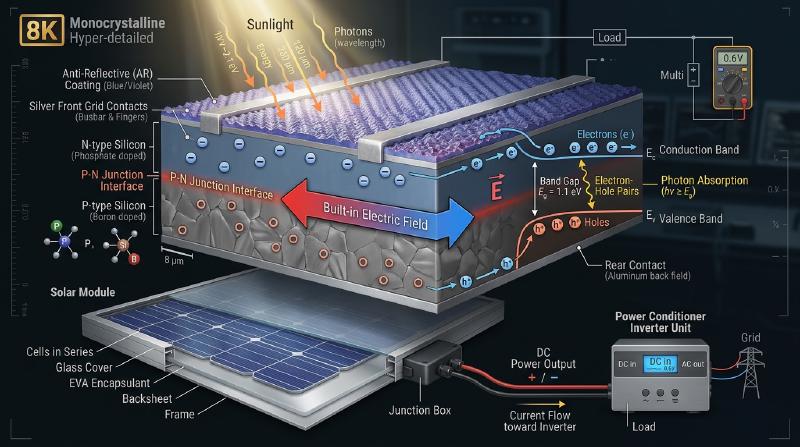 Featured image of post 太陽電池はどうやって光を電気に変えるのか：半導体から発電システムまで