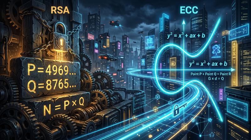 Featured image of post 公開鍵暗号の数学：RSAから楕円曲線暗号（ECC）へ